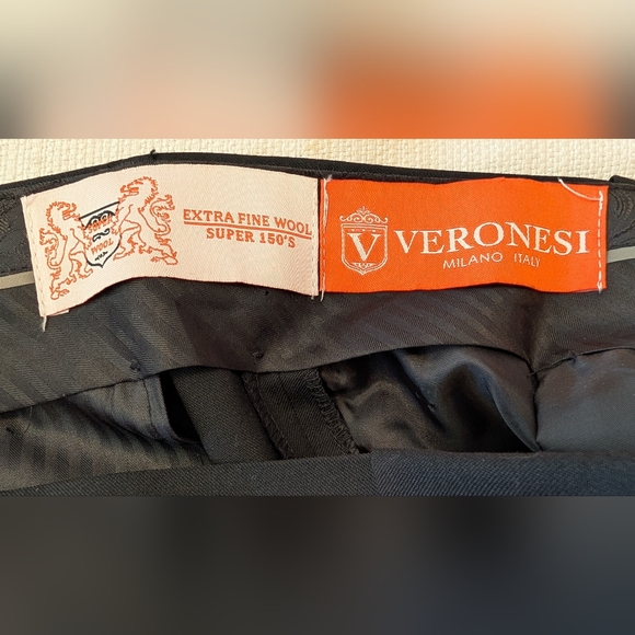 Veronesi Italy NWT Men's Black 100% Wool Wide Leg Palermo Pants Size 38 Unhemmed - Picture 12 of 16